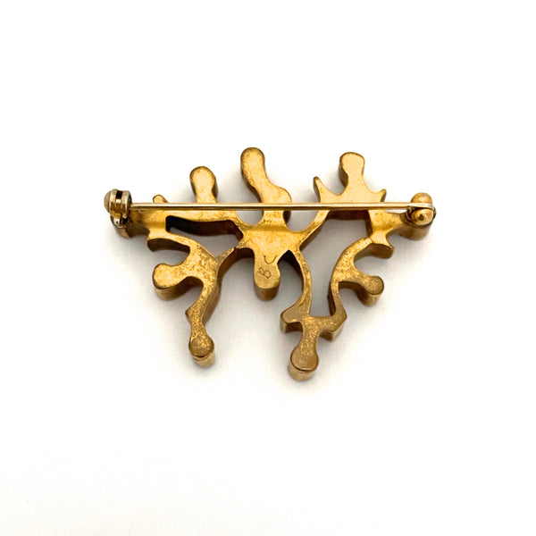 Bernard Chaudron dimensional bronze openwork brooch