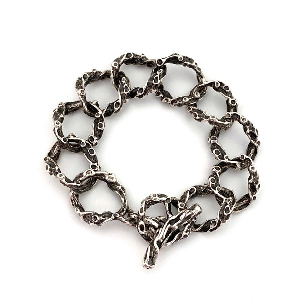 brutalist silver link bracelet ~ toggle closure