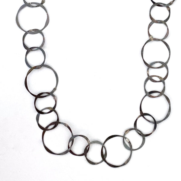 John Lewis vintage hammered silver long chain necklace