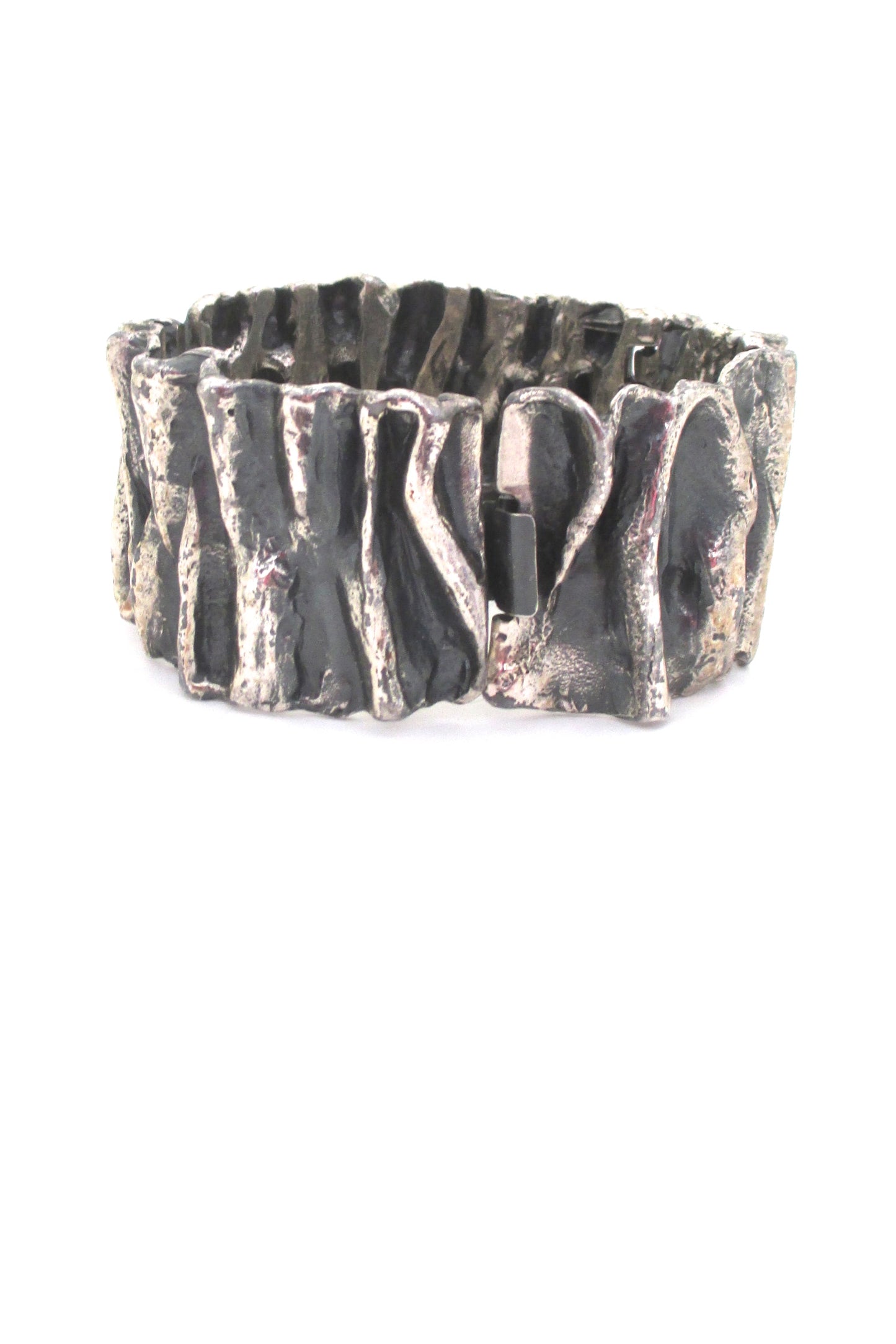 Guy Vidal 'gathered folds' pewter hinged bracelet