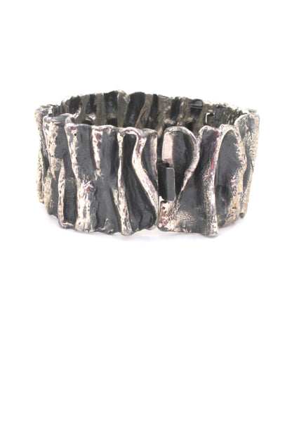 Guy Vidal 'gathered folds' pewter hinged bracelet