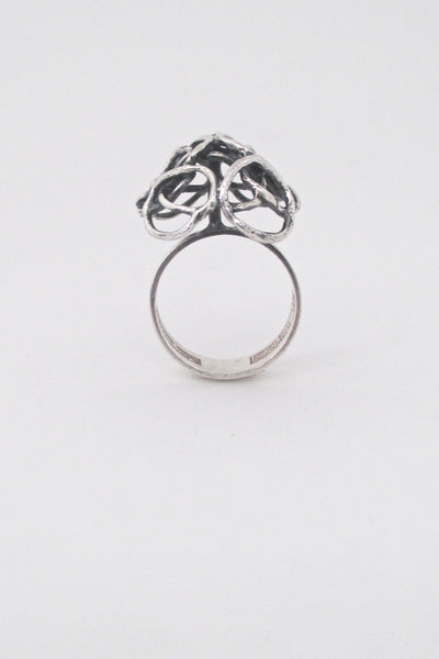 profile Erik Granit Finland vintage Scandinavian Modern large openwork silver ring 1970