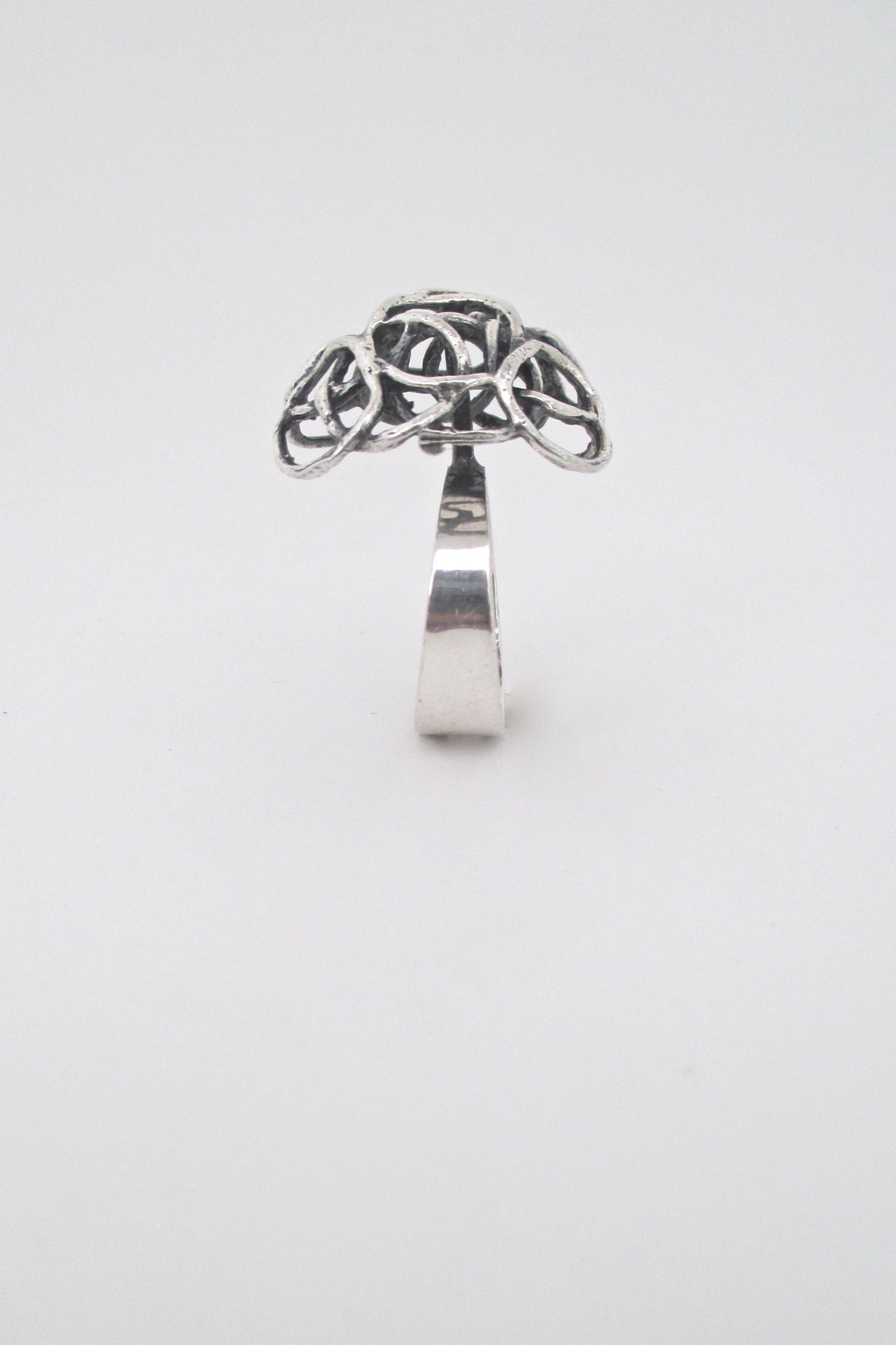 Erik Granit Finland vintage Scandinavian Modern large openwork silver ring 1970