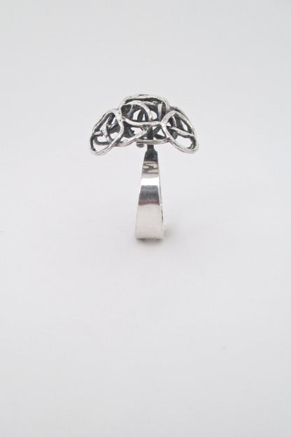 Erik Granit Finland vintage Scandinavian Modern large openwork silver ring 1970