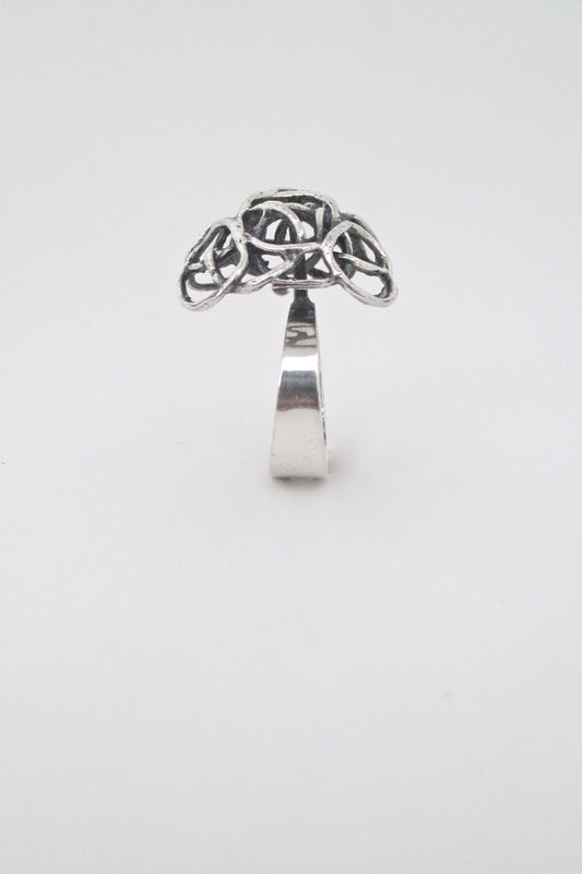 Erik Granit Finland vintage Scandinavian Modern large openwork silver ring 1970