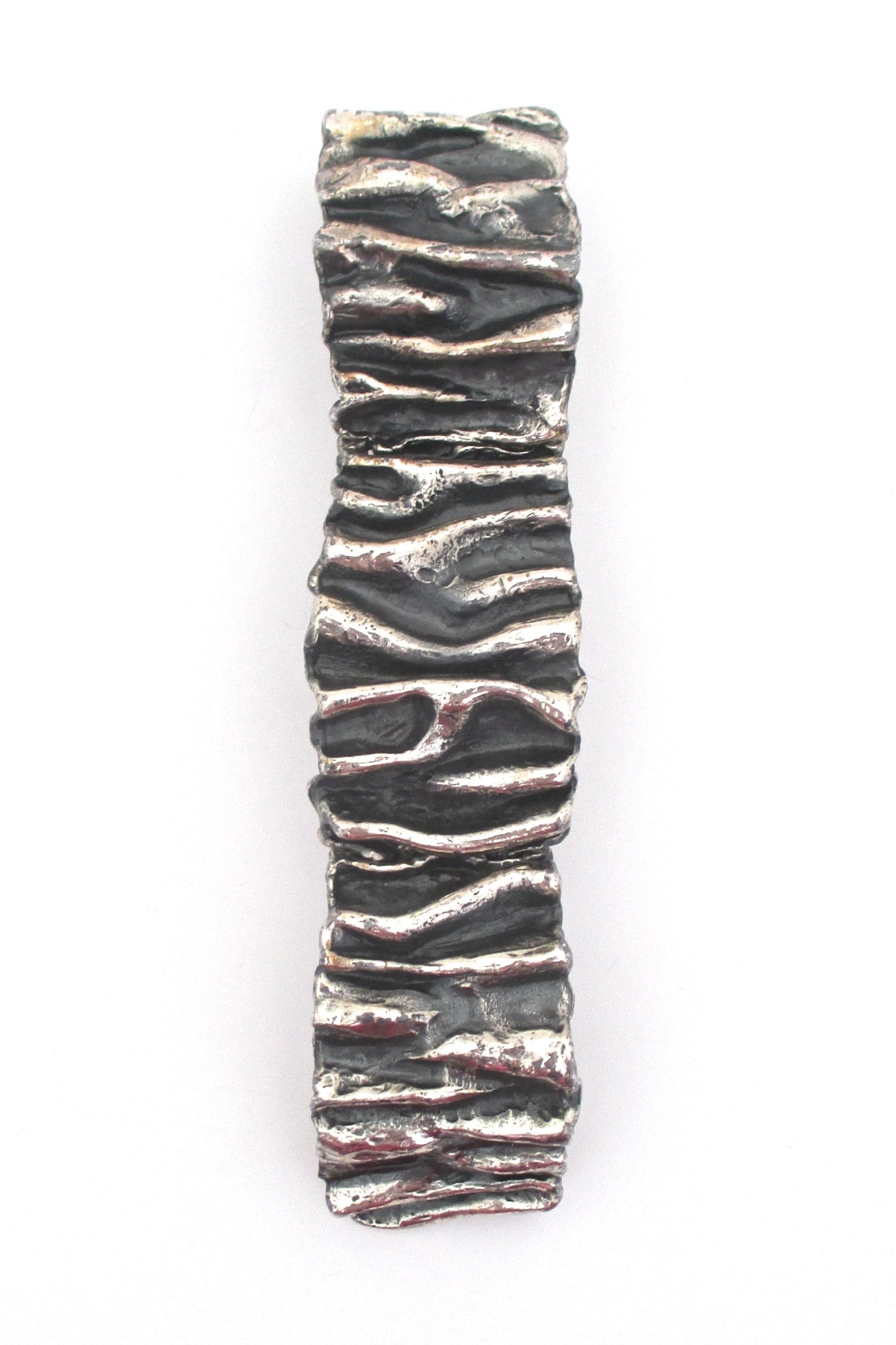 Guy Vidal 'gathered folds' pewter hinged bracelet