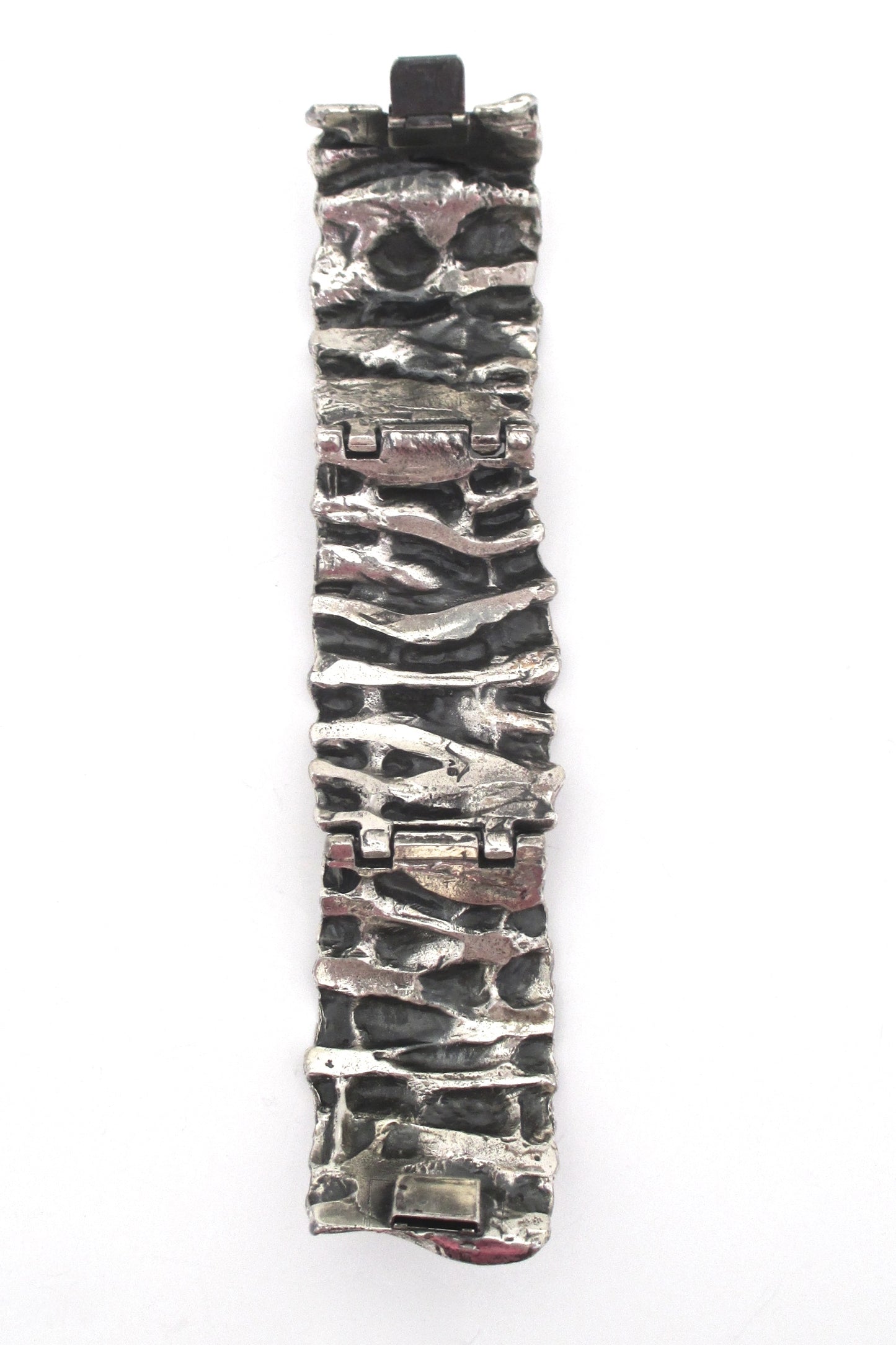 Guy Vidal 'gathered folds' pewter hinged bracelet