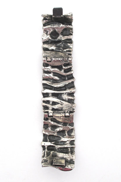 Guy Vidal 'gathered folds' pewter hinged bracelet