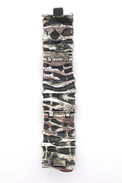 Guy Vidal 'gathered folds' pewter hinged bracelet