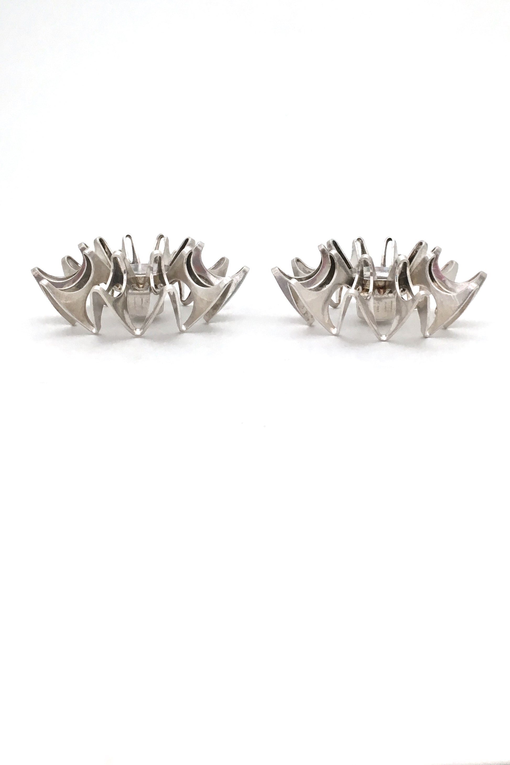profile Theresia Hvorslev Sweden vintage Scandinavian Modernist pair silverplate candle holders