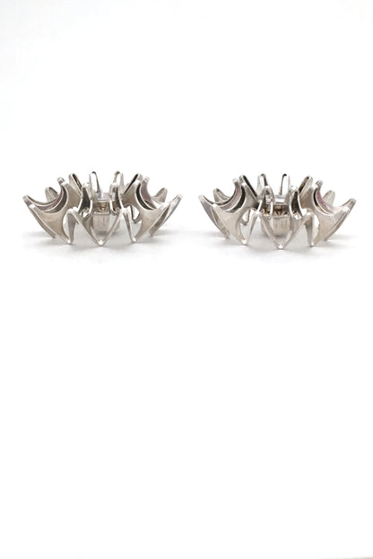 profile Theresia Hvorslev Sweden vintage Scandinavian Modernist pair silverplate candle holders