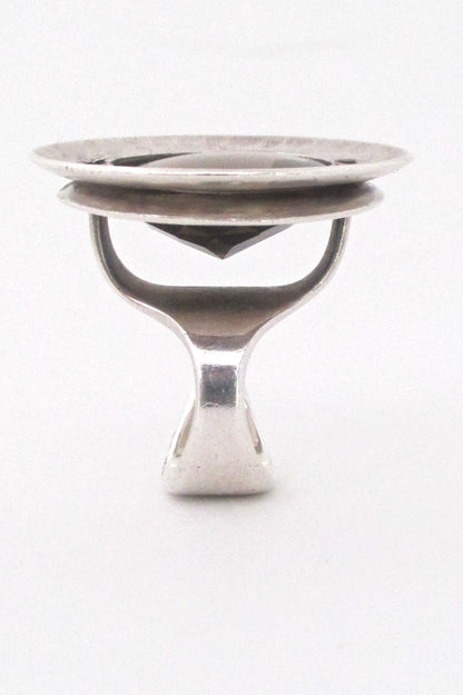 profile Hans Hansen Denmark vintage Scandinavian Modern sterling and smoky quartz statement ring