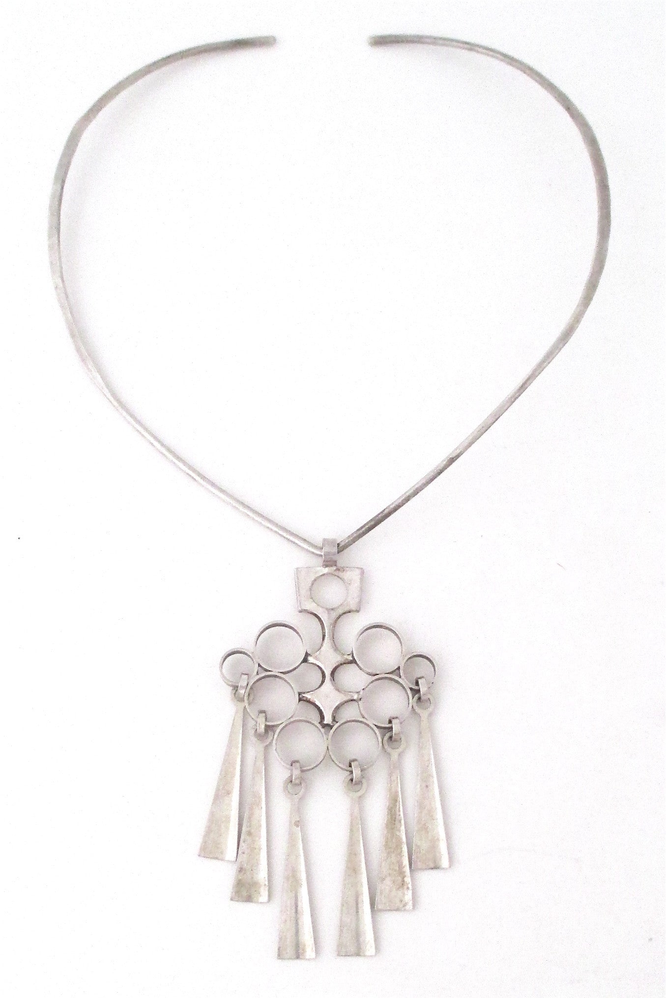 David-Andersen Norway vintage silver Scandinavian Modernist pendant and neck ring necklace