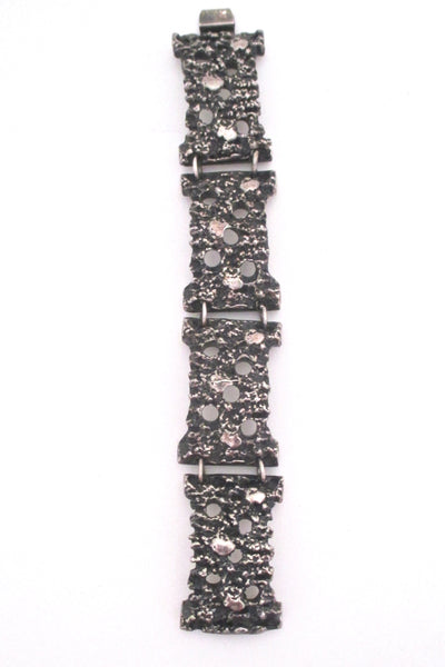 Robert Larin textured pewter panel link bracelet