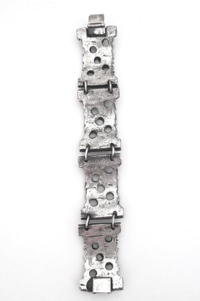 Robert Larin textured pewter panel link bracelet