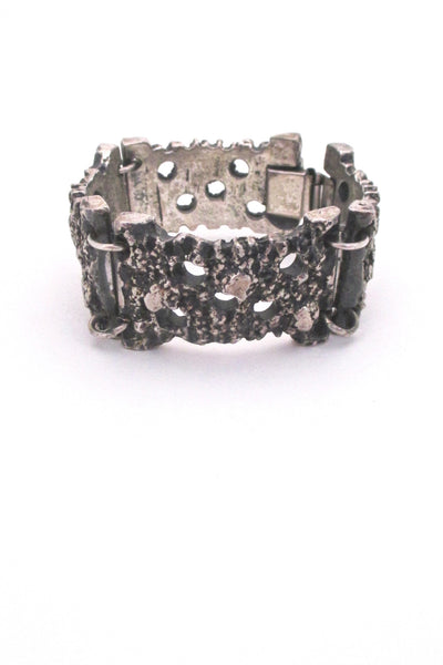 Robert Larin textured pewter panel link bracelet