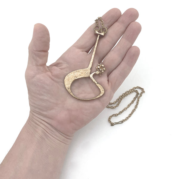 Jorma Laine large gilt bronze pendant necklace