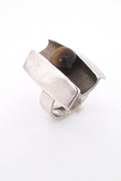 Matti Hyvarinen Finland 1974 tiger eye ring at Samantha Howard Vintage