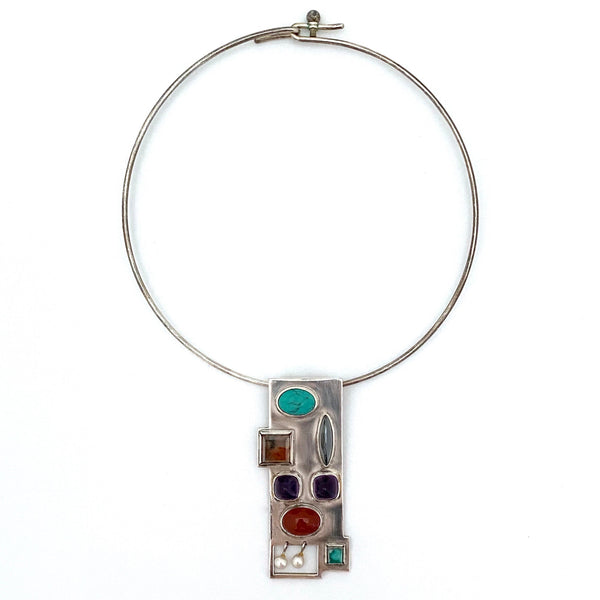 Bent Knudsen multi stone large pendant necklace #167