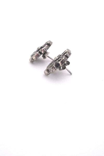 profile Guy Vidal Canada vintage pewter brutalist daisy post earrings