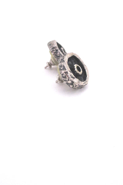 profile Guy Vidal Canada vintage pewter shadowbox circle post earrings