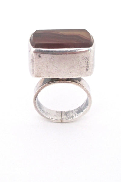 Lisbeth Nordskov Denmark Scandinavian Modern large agate ring at Samantha Howard Vintage