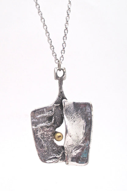 detail Guy Vidal Canada vintage brutalist pewter bronze sphere pendant necklace 1960s 1970s