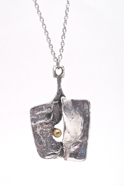 detail Guy Vidal Canada vintage brutalist pewter bronze sphere pendant necklace 1960s 1970s