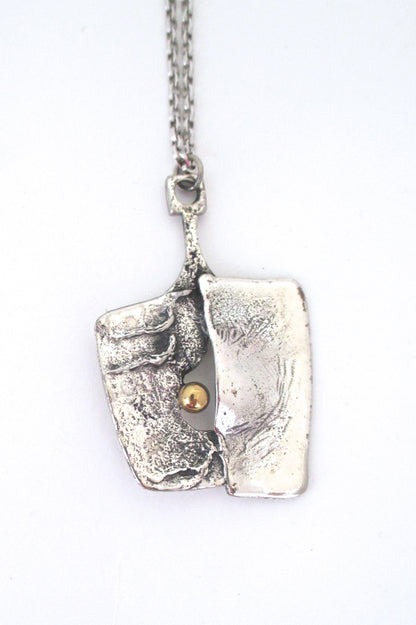 Guy Vidal vintage pewter pendant necklace - bronze sphere
