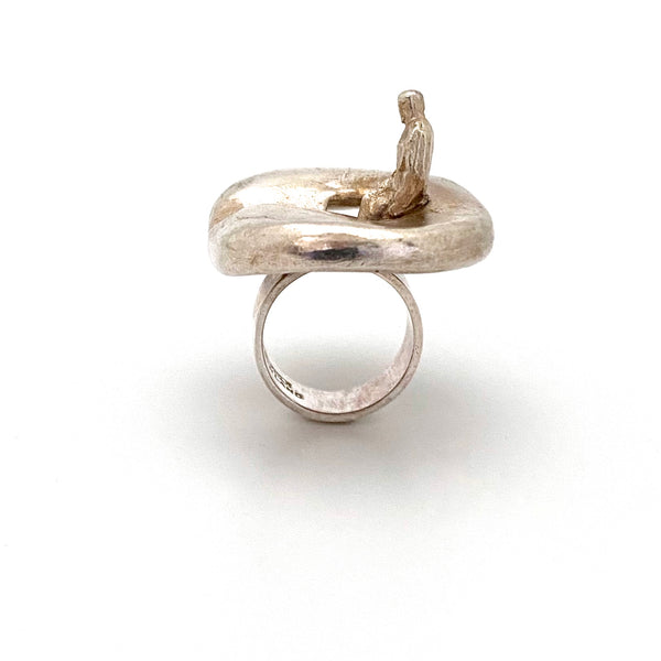 profile Bjorn Weckstrom Lapponia Finland vintage large rare Brukkas Pond ring 1969 Scandinavian Modern jewelry design