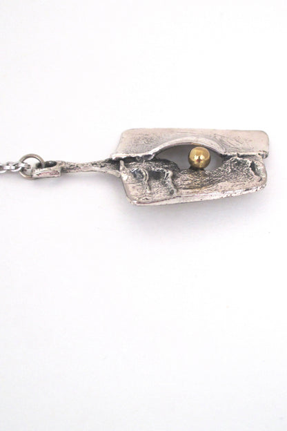 profile Guy Vidal Canada vintage brutalist pewter bronze sphere pendant necklace 1960s 1970s