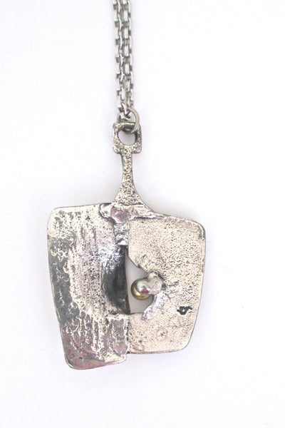 Guy Vidal vintage pewter pendant necklace - bronze sphere