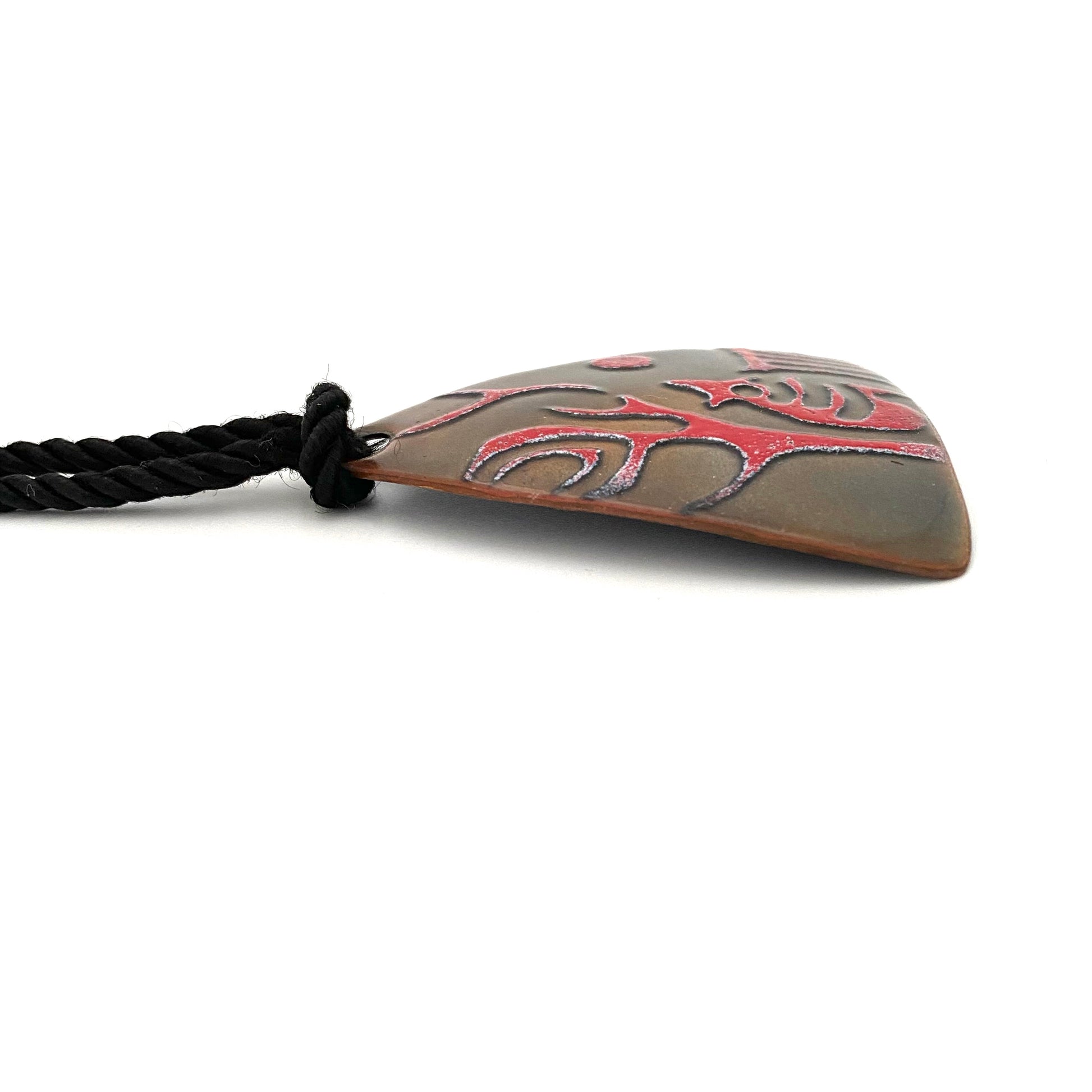 profile Micheline de Passillé-Sylvestre Canada early vintage hand done copper enamel pendant necklace