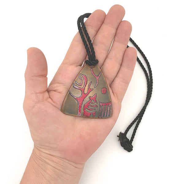 scale Micheline de Passillé-Sylvestre Canada early vintage hand done copper enamel pendant necklace
