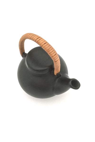top Arabia Finland vintage Scandinavian Modern ceramic GA1 teapot by Ulla Procope 1950s in matte black