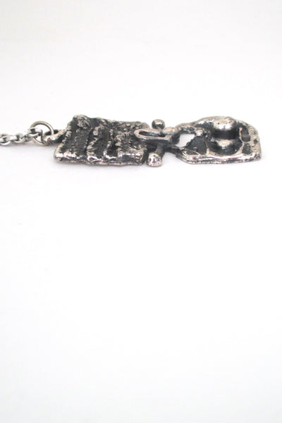 profile Guy Vidal Canada vintage brutalist pewter openwork pendant necklace 1960s 1970s