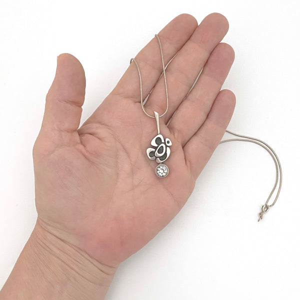 scale Valon Kulta Finland vintage silver rock crystal pendant necklace Scandinavian Modernist jewelry design