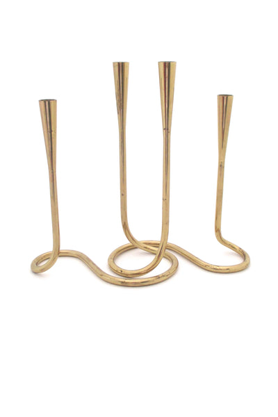 mid century brass serpentine candle holders