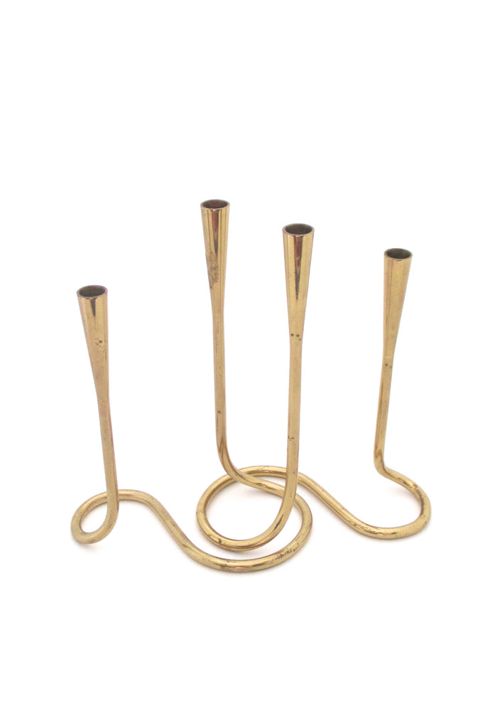 mid century brass serpentine candle holders