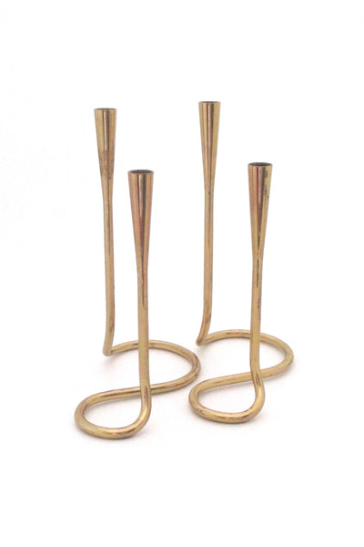 profile Germany mid century modern serpentine brass candle holders in the style of Illums Bolighus