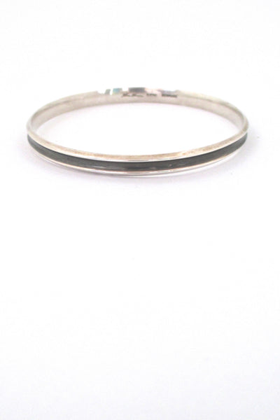 Hans Hansen grooved silver bangle - black grooves