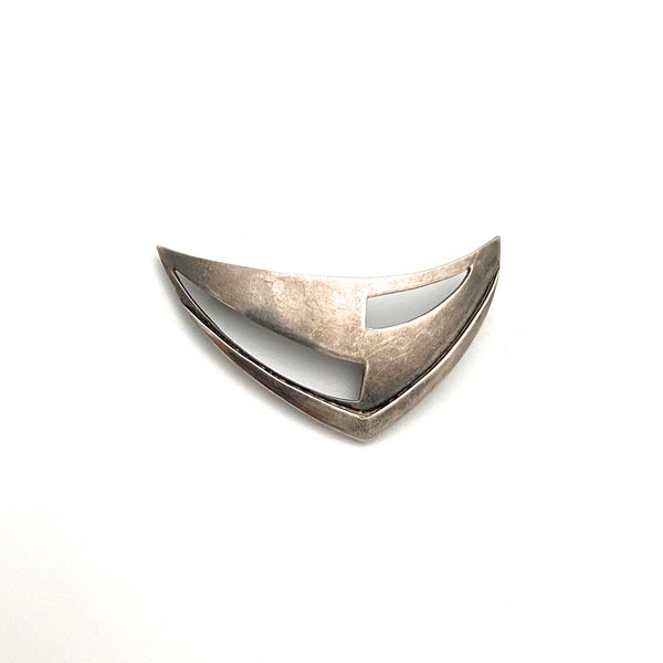 Viggo Wollny Denmark layered silver Modernist brooch ~ Fammik