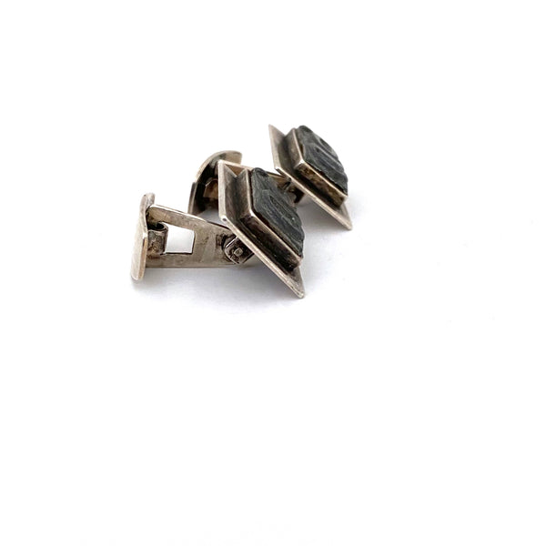 profile George Dancy Canada vintage silver lead type lowercase g cufflinks Modernist Canadian jewelry design
