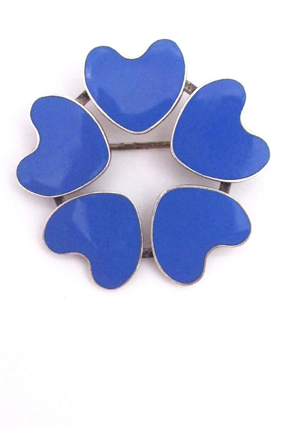Anton Michelsen Denmark vintage Scandinavian silver & enamel heart brooch