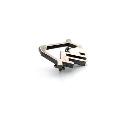 detail Tostrup Norway vintage silver abstract bull brooch Gudmund Elvestad rare Scandinavian Modernist jewelry design