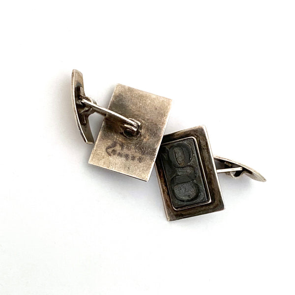 George Dancy vintage silver cufflinks ~ serif lowercase 'g'