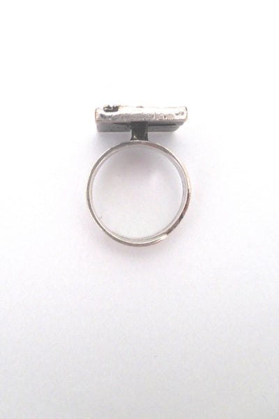 Jorma Laine pierced silver 'textured square' ring - v 2