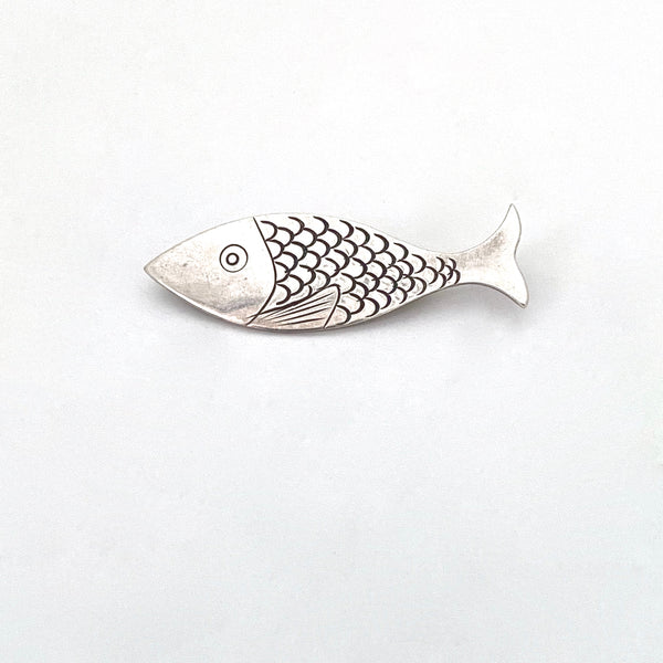 Jack Leyland vintage silver fish brooch