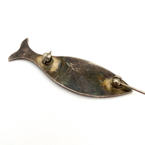 Jack Leyland vintage silver fish brooch