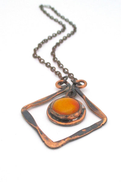 Rafael mottled orange kinetic copper necklace